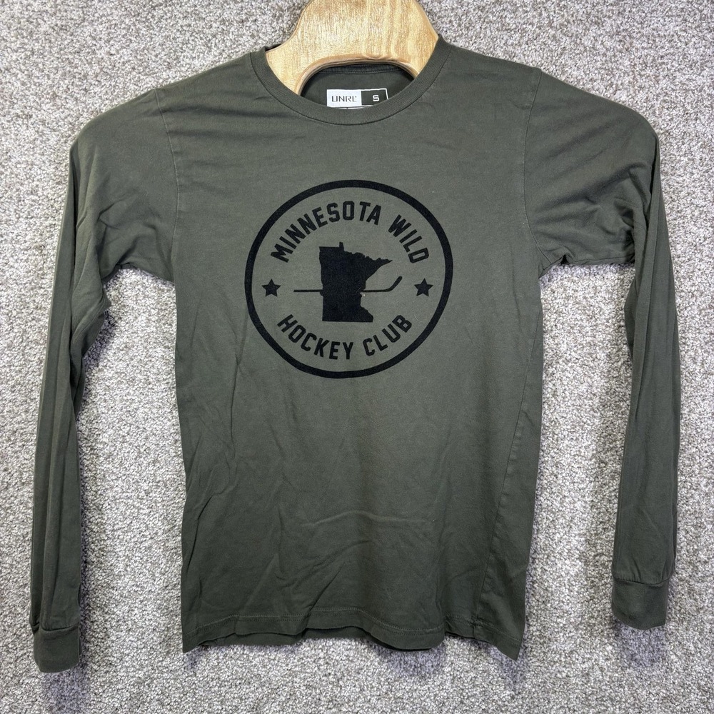 UNRL Minnesota Wild Shirt Mens Small Green NHL Hockey Long Sleeve Graphic Tee